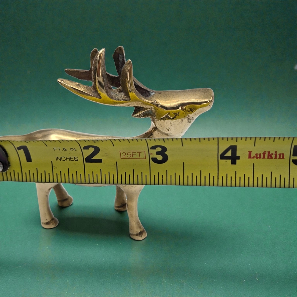 Vintage Leonard Solid Brass Deer/Stag Figurine Korea Mid Century Modern Decor - Picture 6 of 7